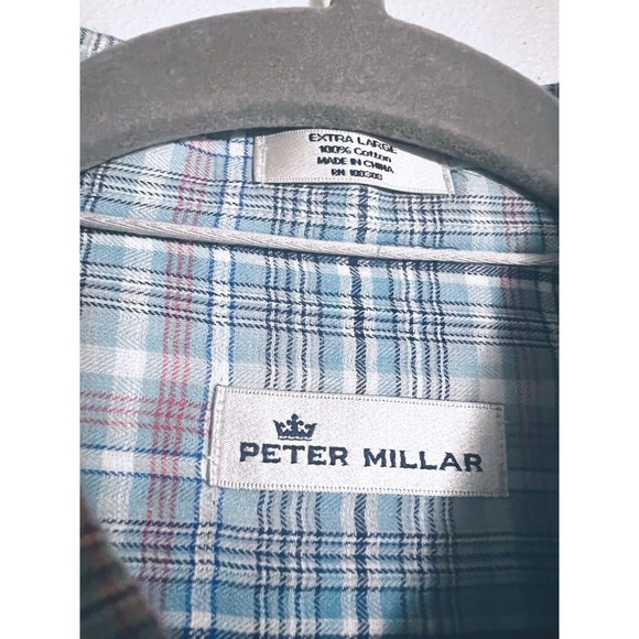 Peter Millar Collection Mens XL Blue Plaid Long Sleeve Button Down Casual Shirt - Picture 3 of 7